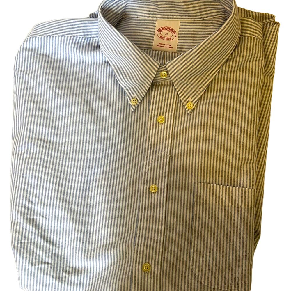 XL brooks brother 1818 blue stripe button down dress shirt